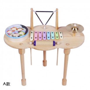 嬰兒樂器玩具搖鈴八音琴啟蒙套裝0-3早教玩具桌兒童敲打木制玩具